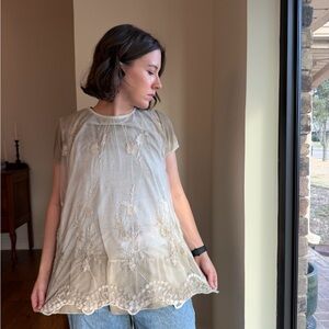 Simply Couture Elegant Cream Lace Women's Top